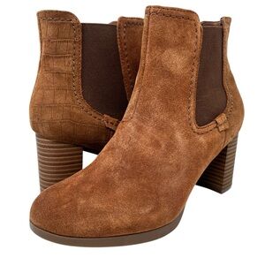 Clarks Tan Suede Ankle Booties